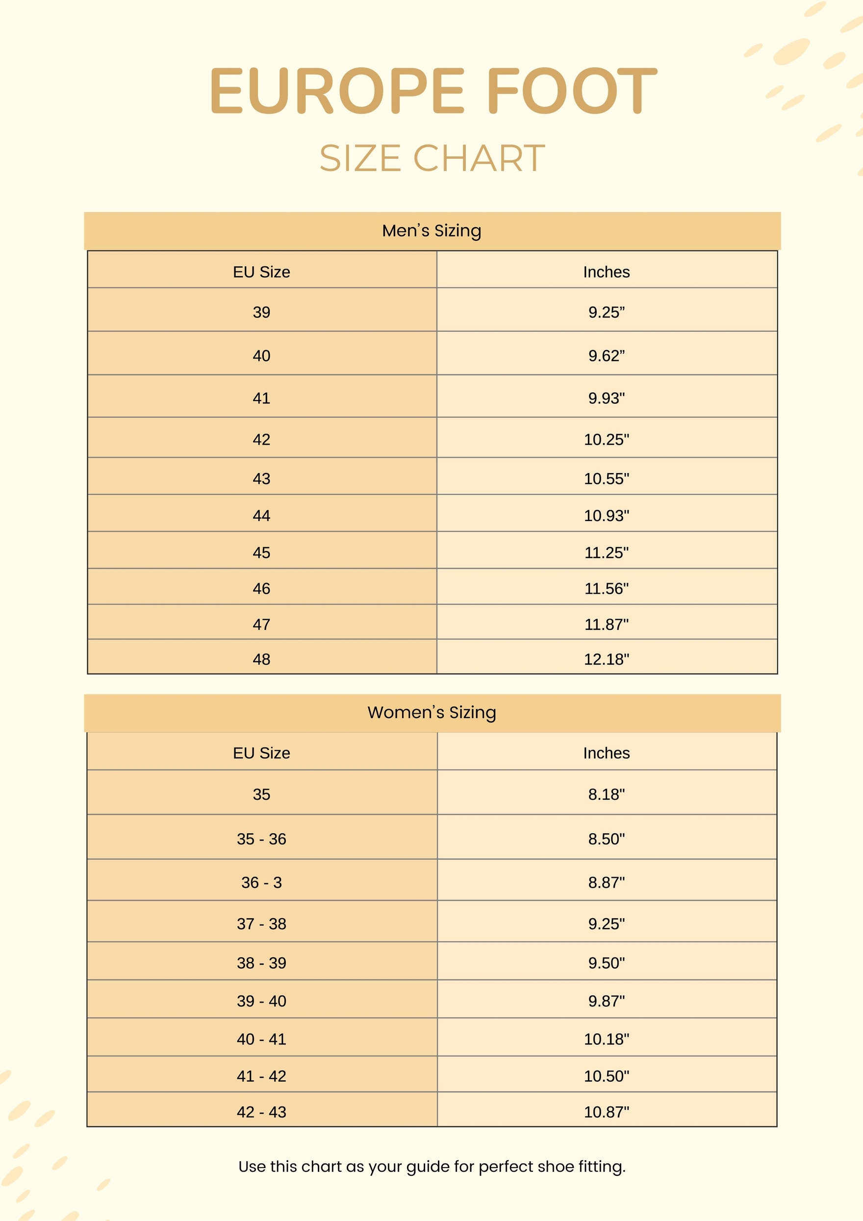 foot size chart foot size chart