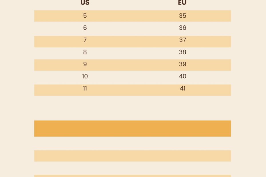 Free Shoe Size Chart Templates Editable And Printable