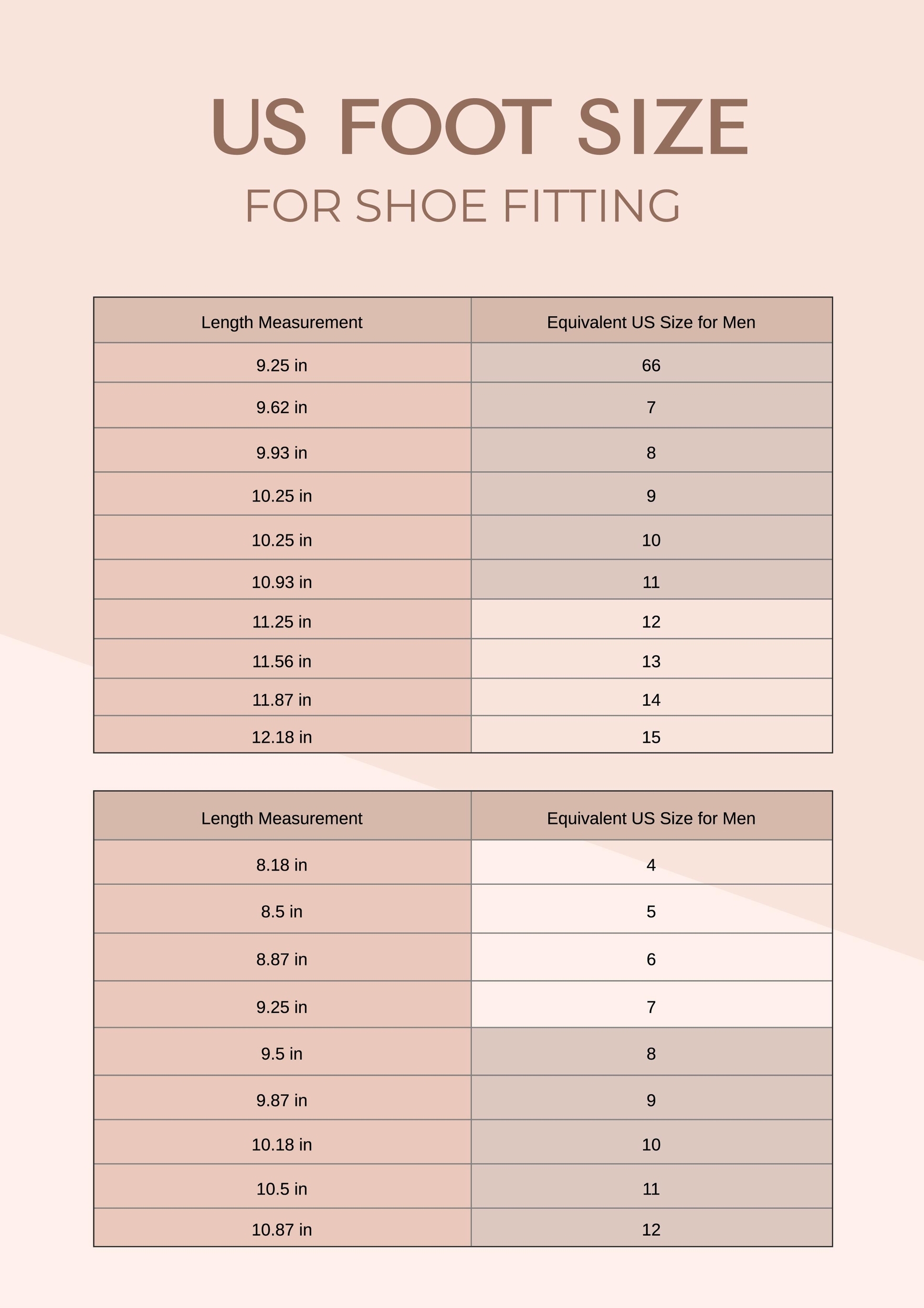 FREE Shoe Size Chart Templates Printable Diagram Of Mens Shoe Size Template