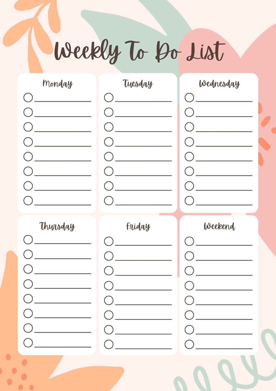 Free Weekly To Do List Printable Printables