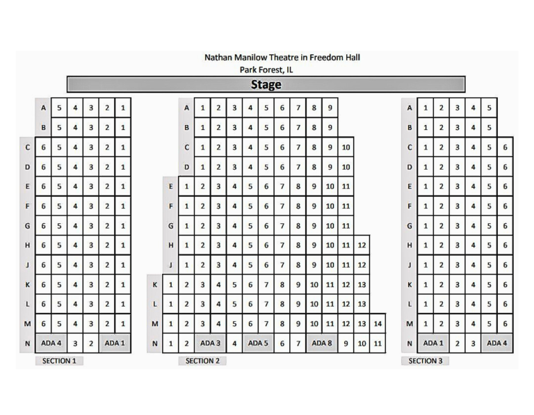 Freedom Hall Seating Chart Nathan Manilow Theatre Seating Chart