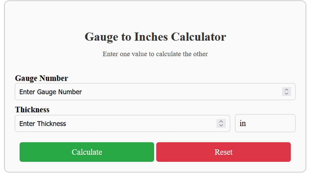 Gauge To Inches Calculator Sheet Metal Gauge Size MM 2025 