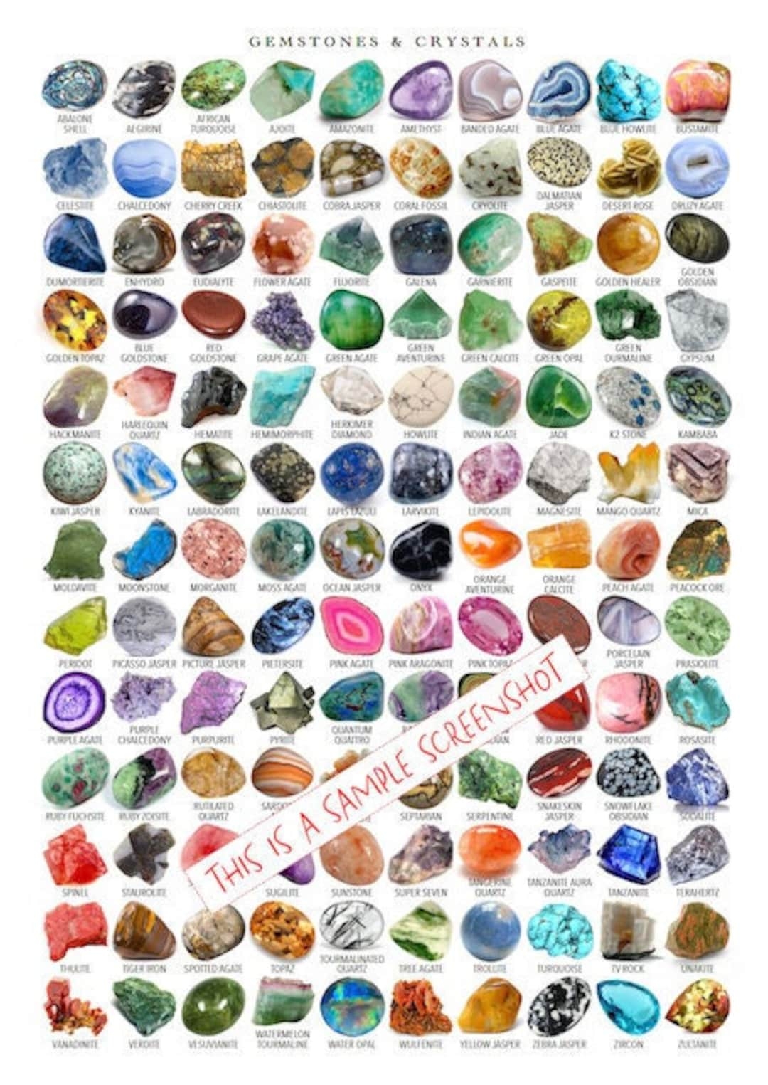 Gemstones And Crystals Identification Poster PRINTABLE INSTANT 