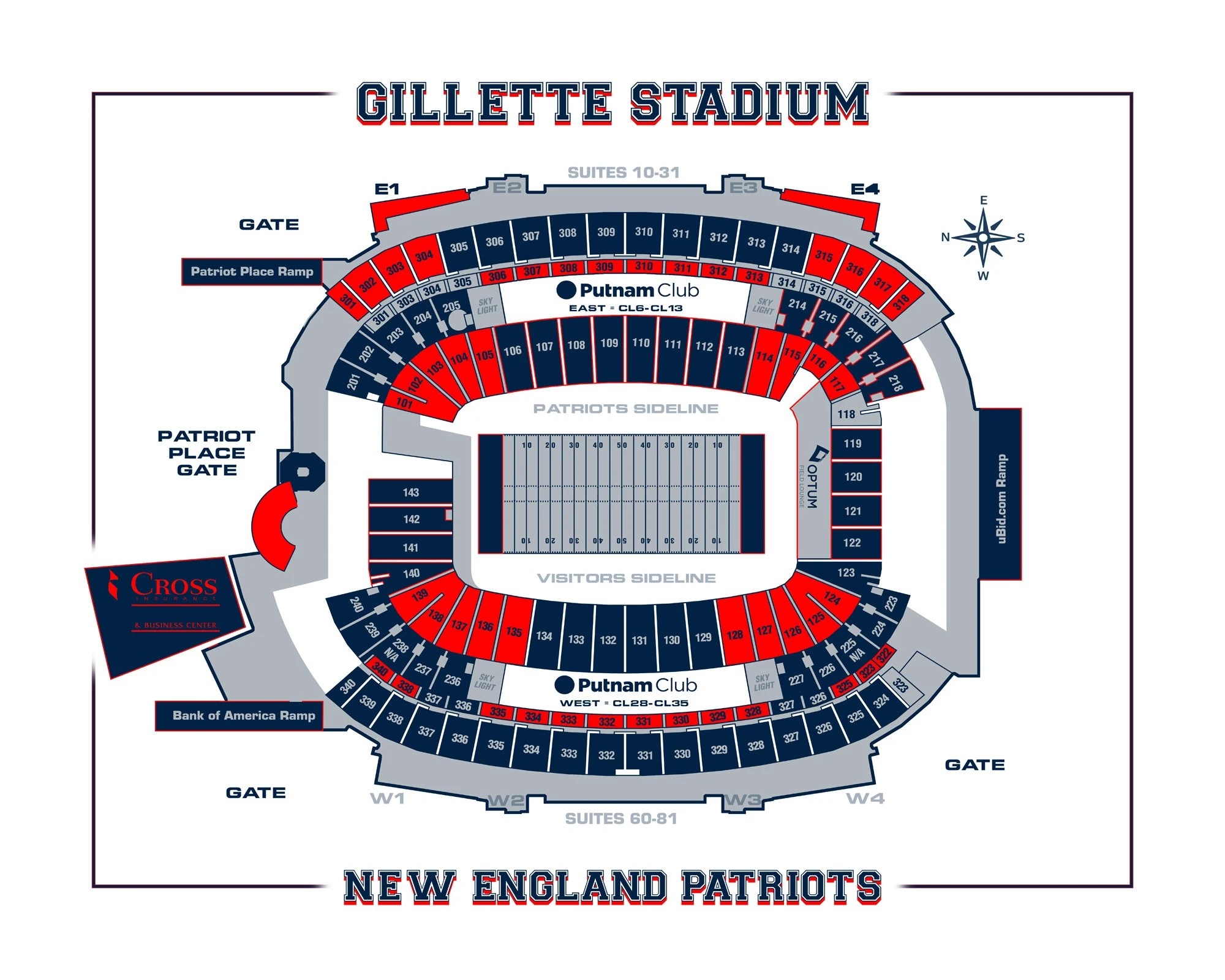 Gillette Stadium Seating Chart Concert Educational Chart Resources