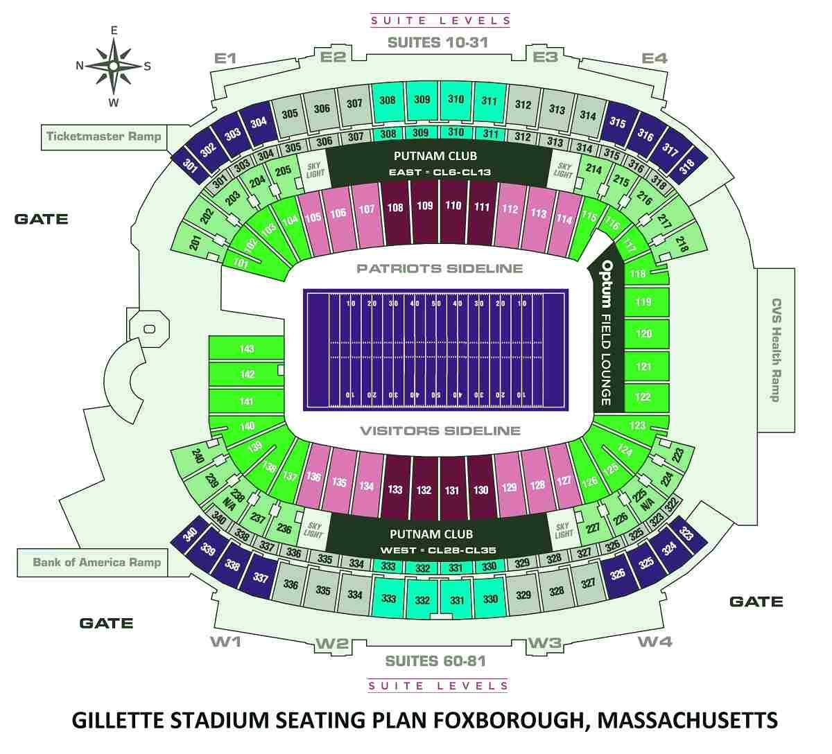 Gillette Stadium Seating Chart Detailed
