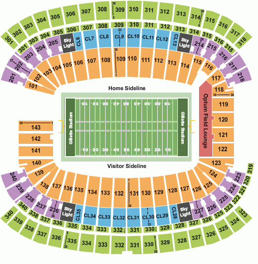 Gillette Stadium Tickets Seating Chart ETC