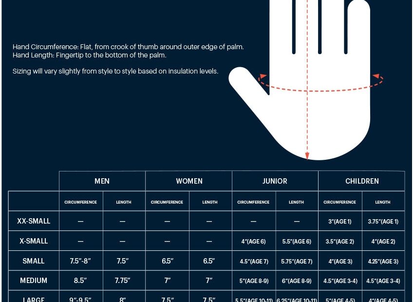 Glove Size Chart Mens Ansell Glove Chart