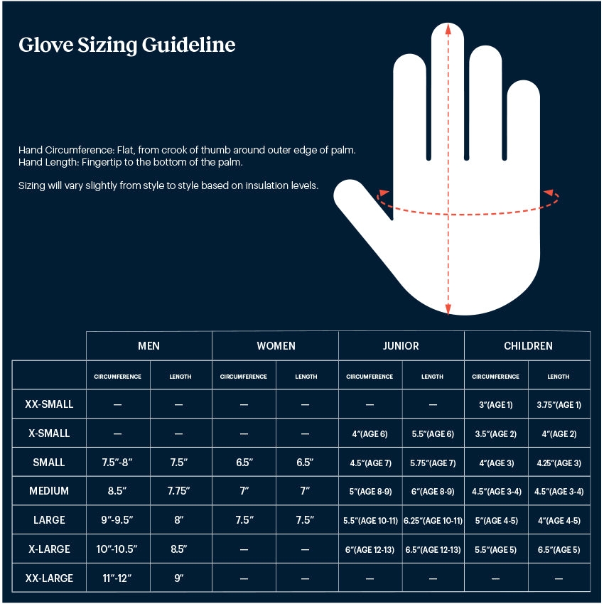 Glove Size Chart Mens Ansell Glove Chart