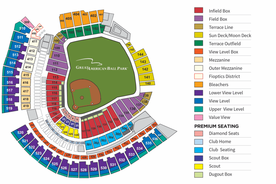 Great American Ball Park Seating Map Cincinnati Reds
