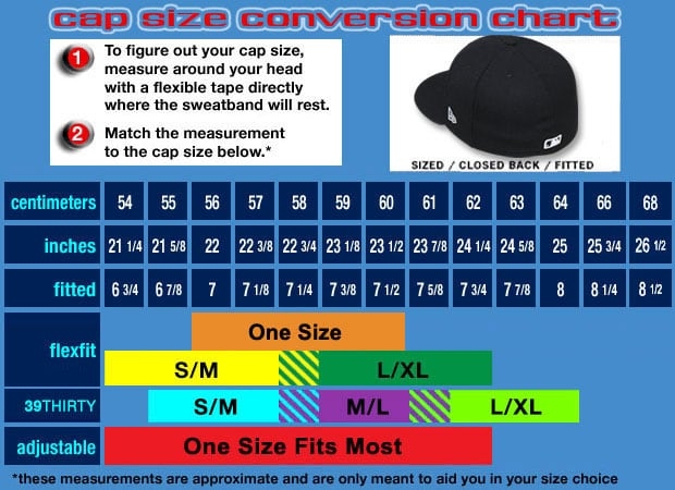Hatland Sizechart For Fitted And Flexfit Hats