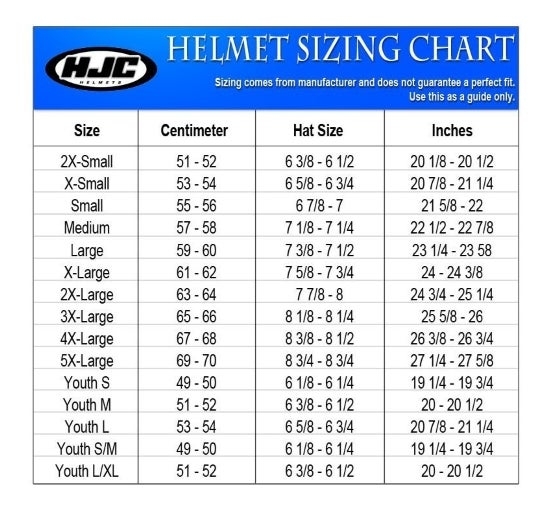 Hjc Motorcycle Helmet Sizing Chart 1B4