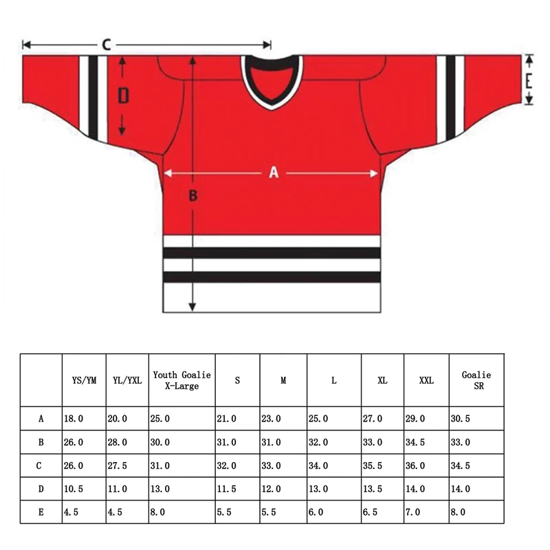 Hockey Jersey Number Size Chart At Jimmy Koster Blog