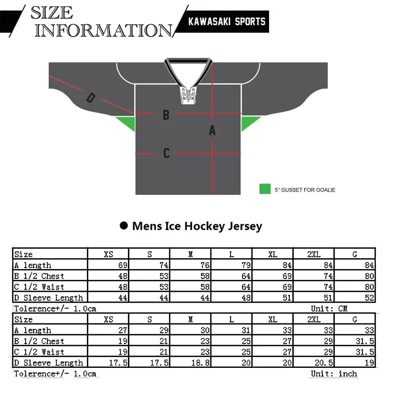 adidas hockey jersey size chart