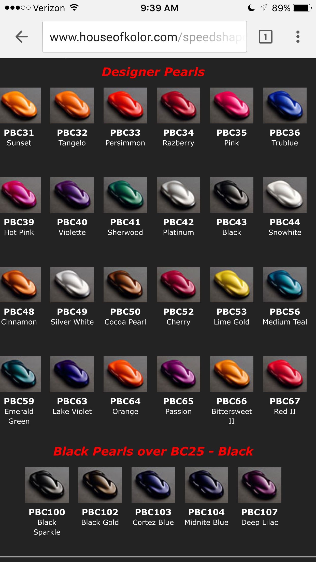 House Of Kolor Paint Color Chart Keski