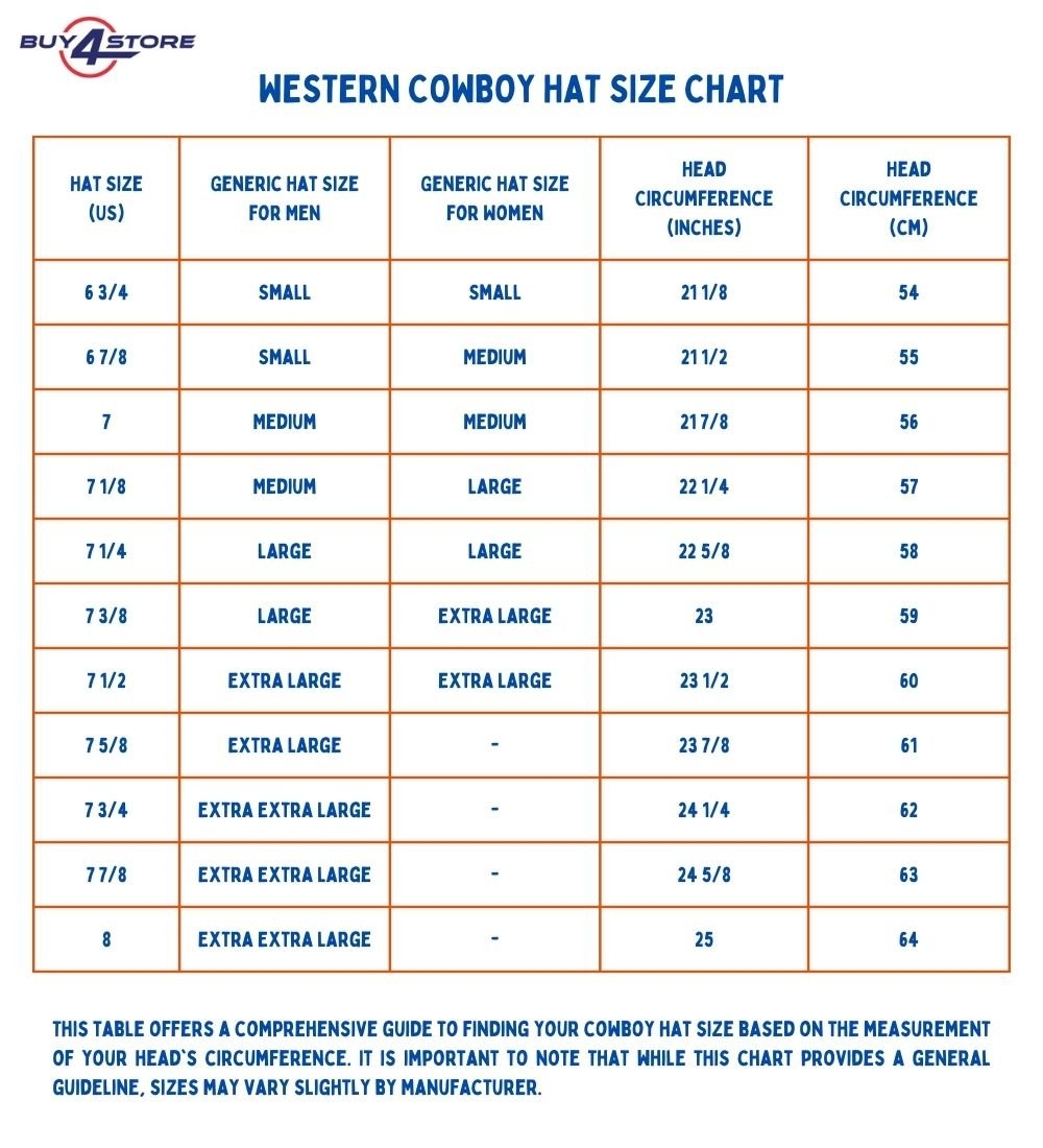 How To Measure For A Cowboy Hat Cowboy Hat Size Chart