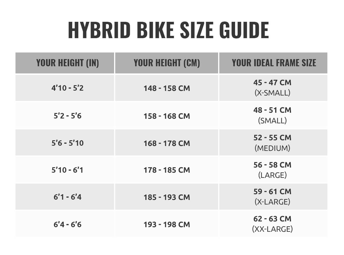 Hybrid Bike Size Chart EBikeAI