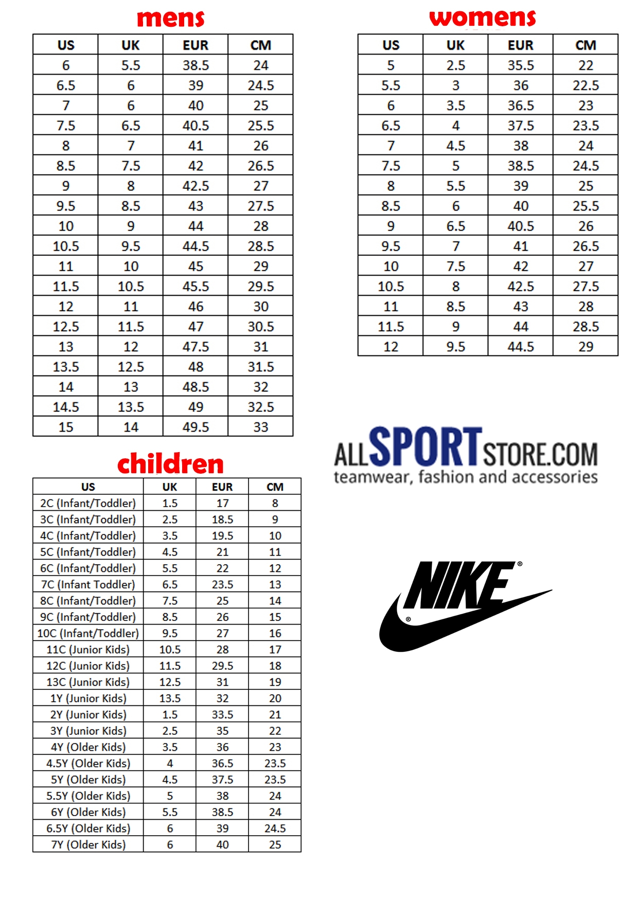 Infant Shoe Size Chart Nike At Rebecca Leon Blog