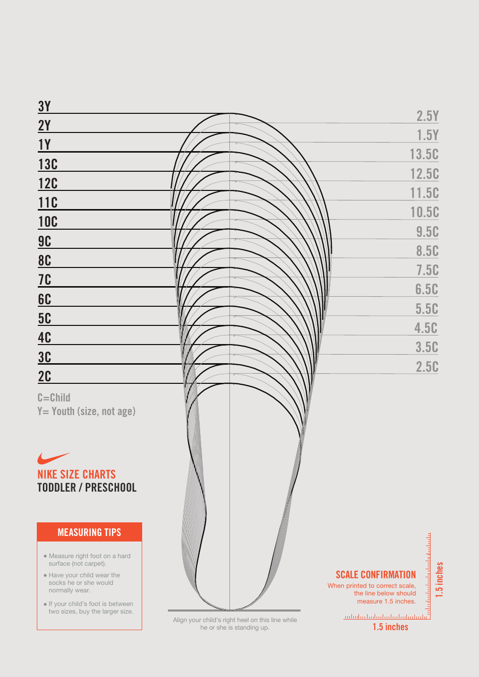 Infant Toddler Preschool Kids And Older Kids Size Chart Nike 