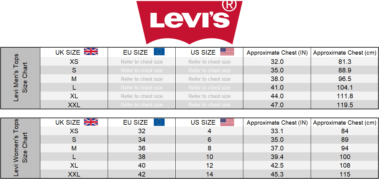 Jeans Sizing Chart Conversion