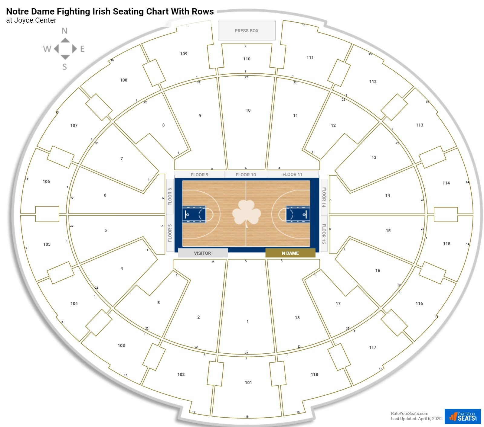 Joyce Center Seating Chart Center Seating Chart