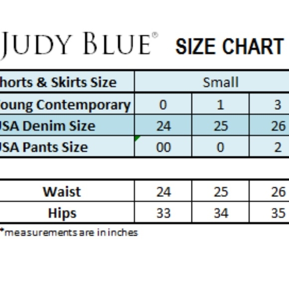 Judy Blue Jean Size Chart Educational Chart Resources