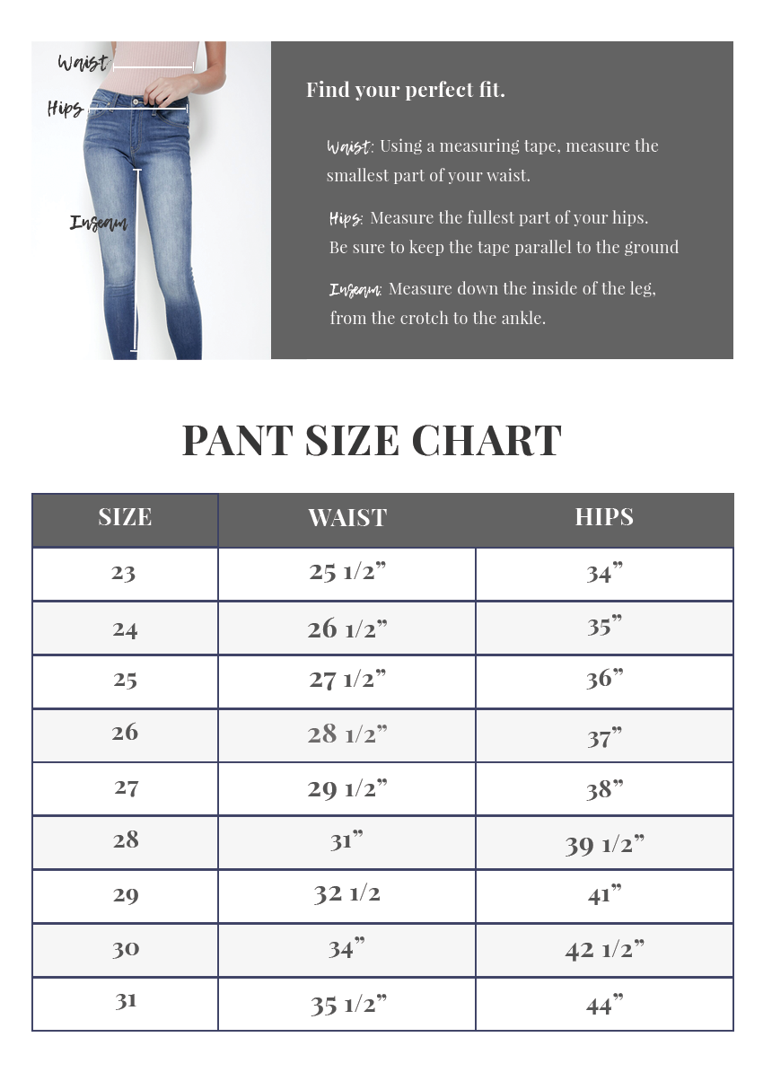 Kancan Jeans Size Chart Educational Chart Resources