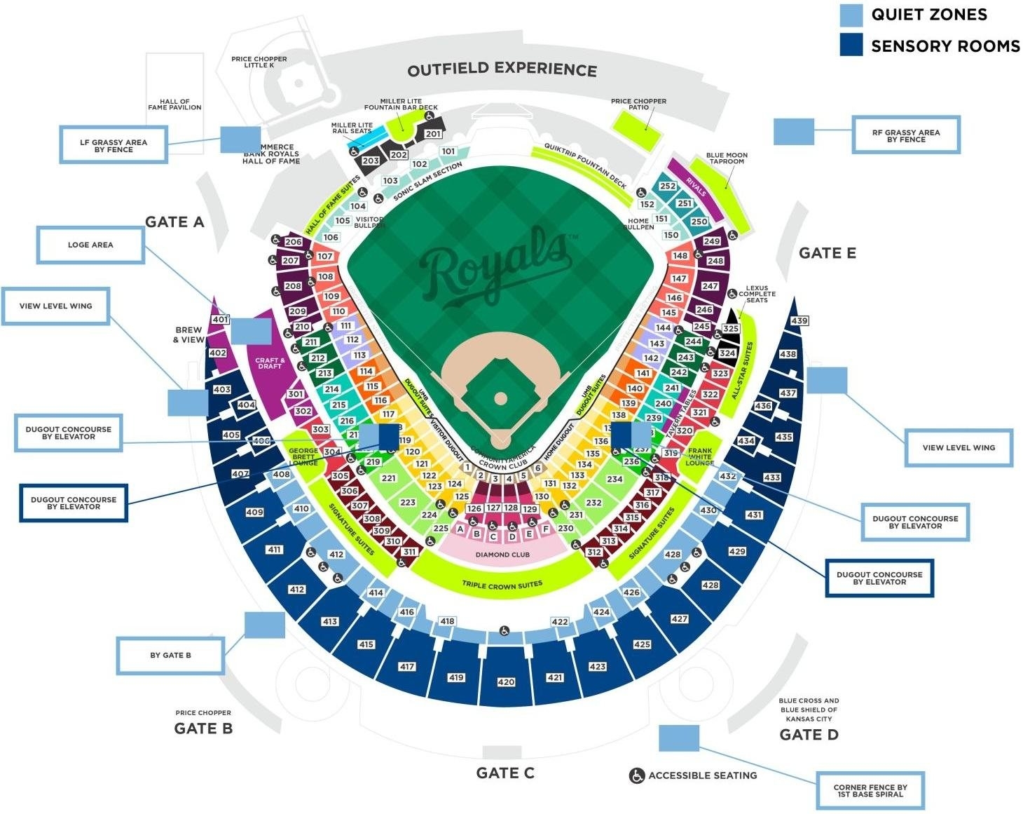 Kauffman Stadium Seating Chart With Seat Numbers And Rows Kansas City 