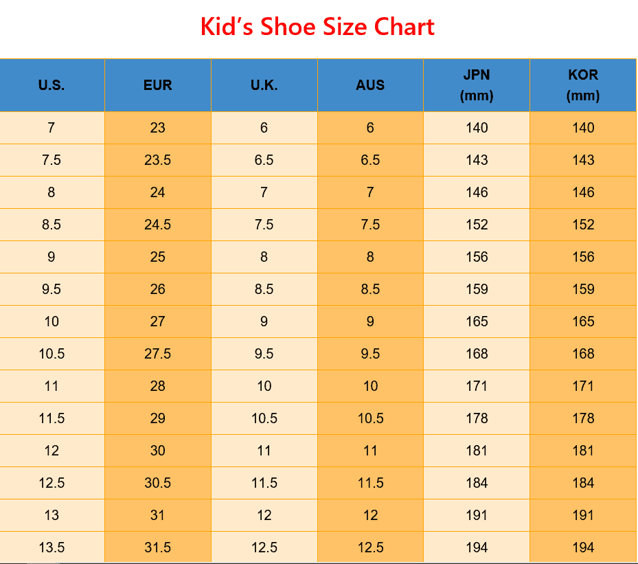 Kids Shoe Size Chart Sizing Tips Printable Kids Foot Sizing Chart