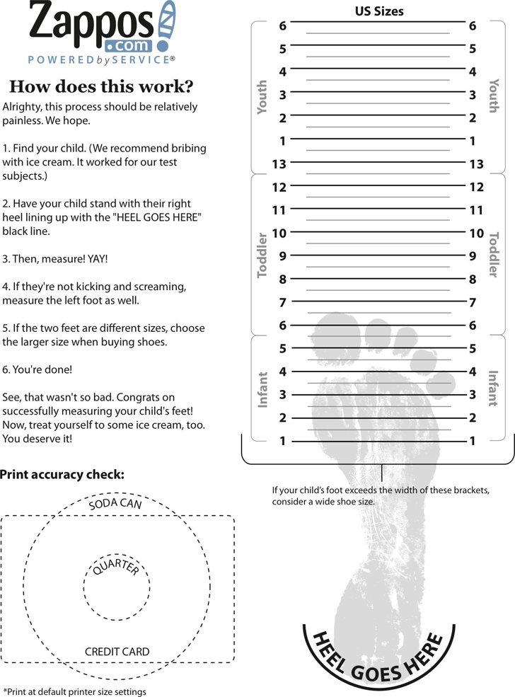 Kids Shoe Size Printable Chart