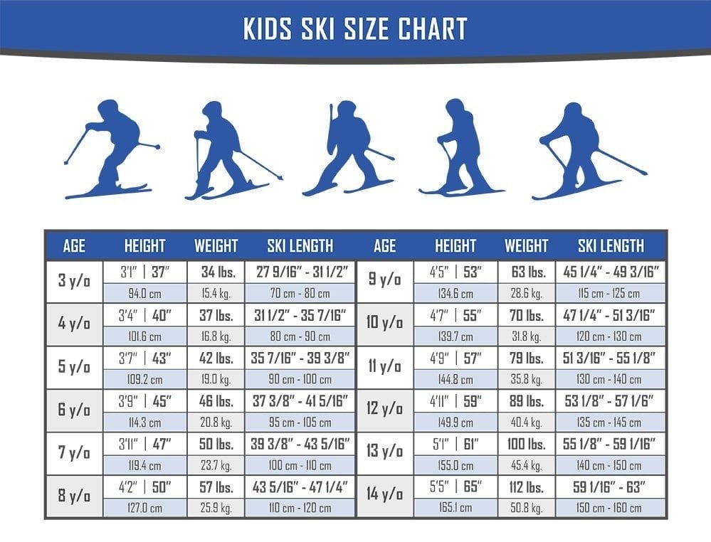 Kids Skis Size Chart Age Kids Skis Skiing Kids