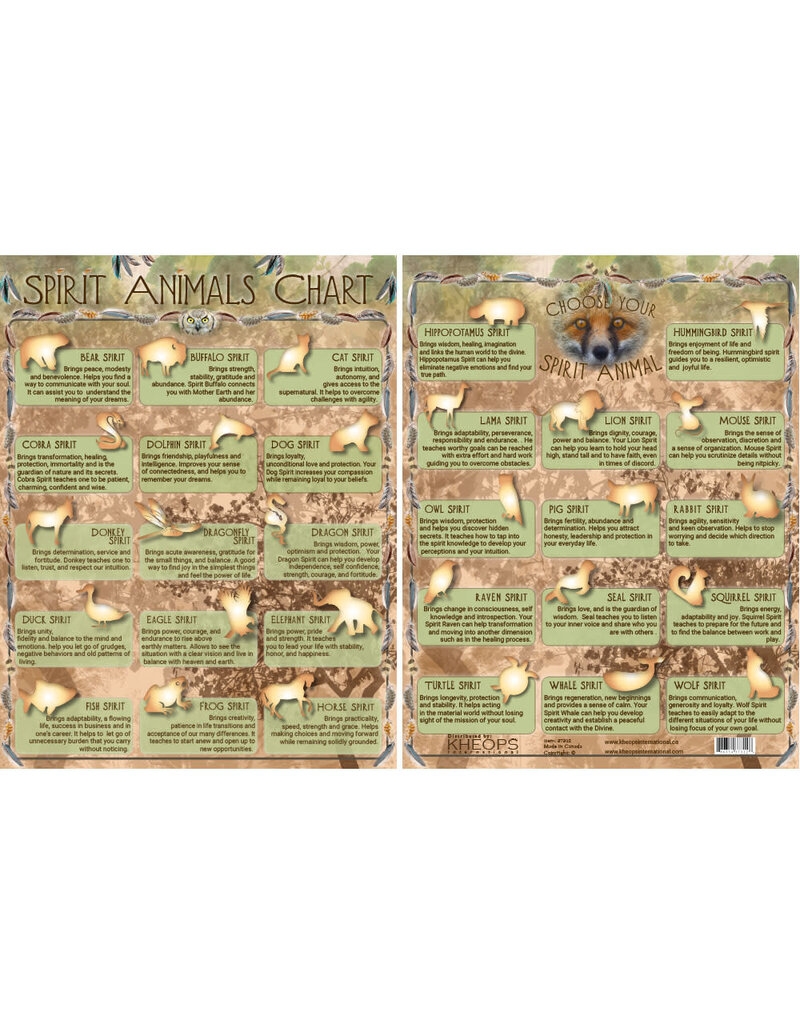 Laminated Spirit Animals Chart Mystic Mountain Magick