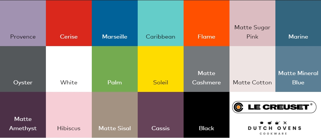 LE CREUSET COLOR GUIDE COLORS Dutch Ovens Cookware