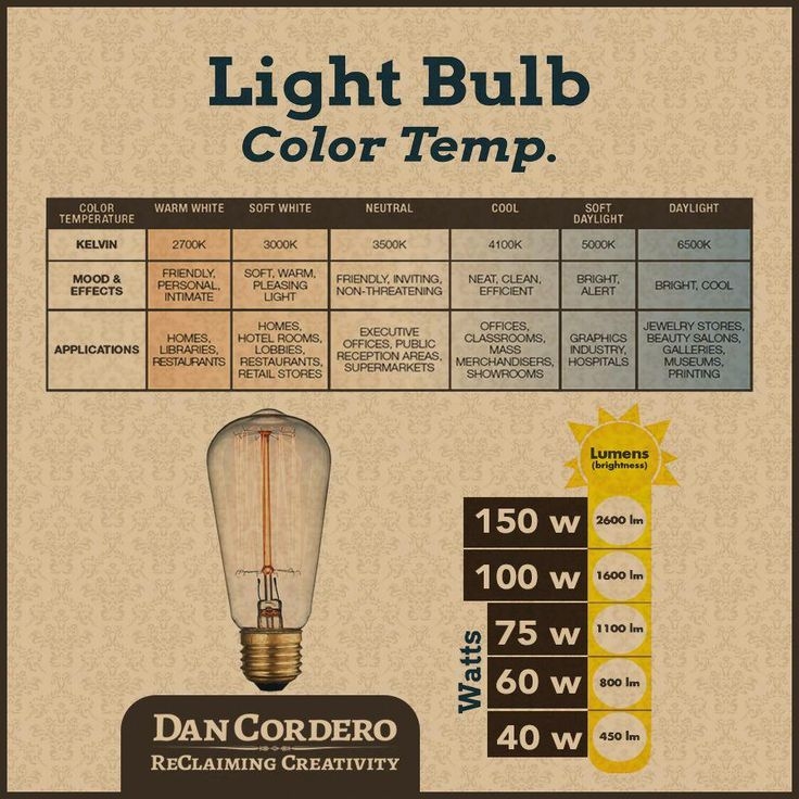 Light Bulb Color Temperature Scal