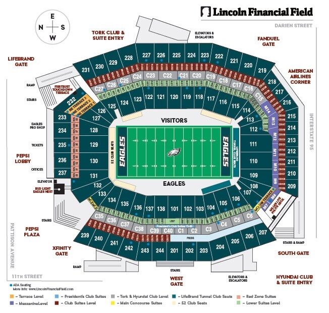 Lincoln Financial Field Seating Chart 2024 Philadelphia Eagles