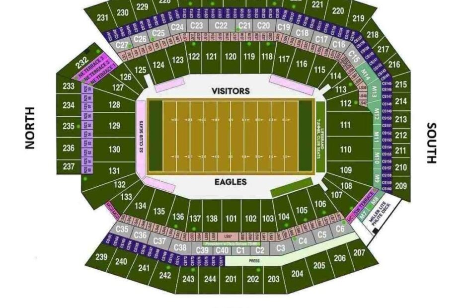 Lincoln Financial Field Seating Chart With Seat Numbers And Rows