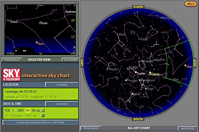 Linking To S T 39 s Interactive Sky Chart Sky Telescope Sky Telescope