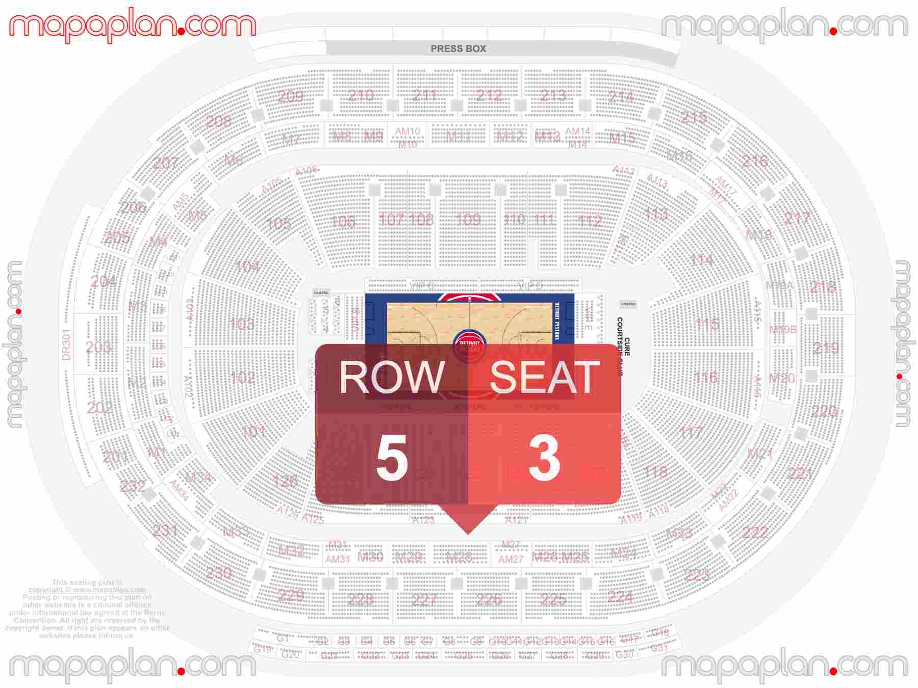 Little Caesars Arena Seat Row Numbers Detailed Seating Chart Detroit 