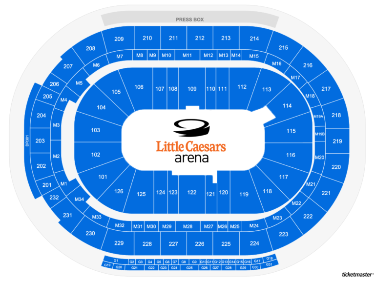 Little Caesars Arena Seating Chart Guide 2024 Detroit Red Wings 