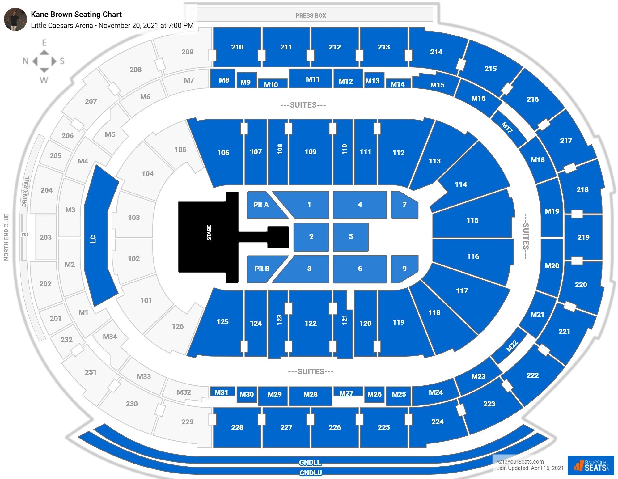 Little Caesars Arena Seating Charts For Concerts RateYourSeats