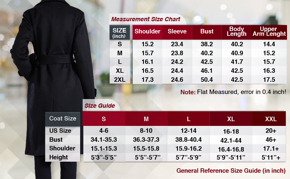 Long Coat Size Chart And Sizing Guide For Men And Women