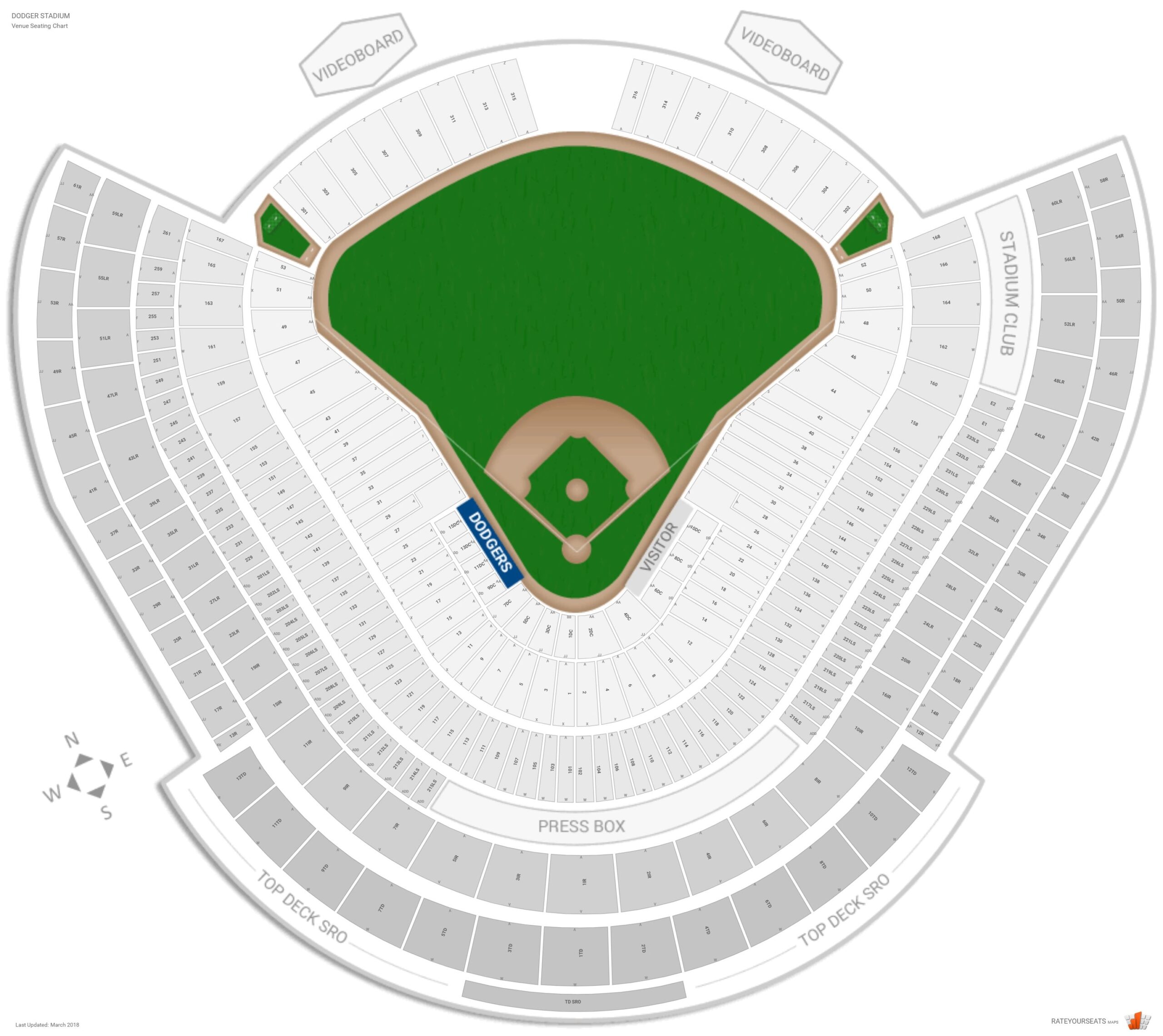 Los Angeles Dodgers Seating Guide Dodger Stadium RateYourSeats