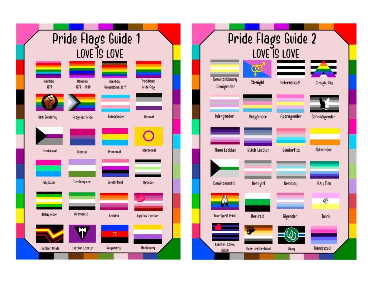 Love Pride Guide LGBTQ Rainbow Flags Instant Digital Download 