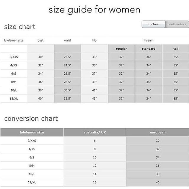 Lululemon Size Chart For Jackets What Size Lululemon Jacket