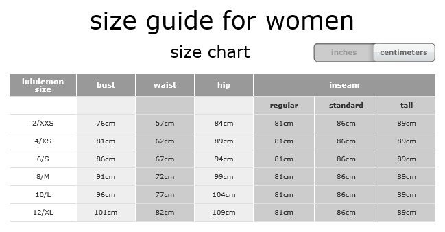 Lululemon Size Chart For Jackets What Size Lululemon Jacket