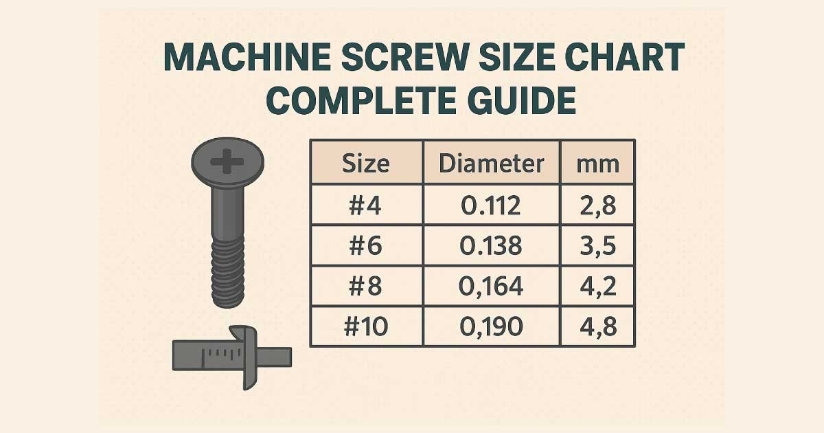 Machine Screw Size Chart Complete Guide 2025 Free PDF Mech Forged