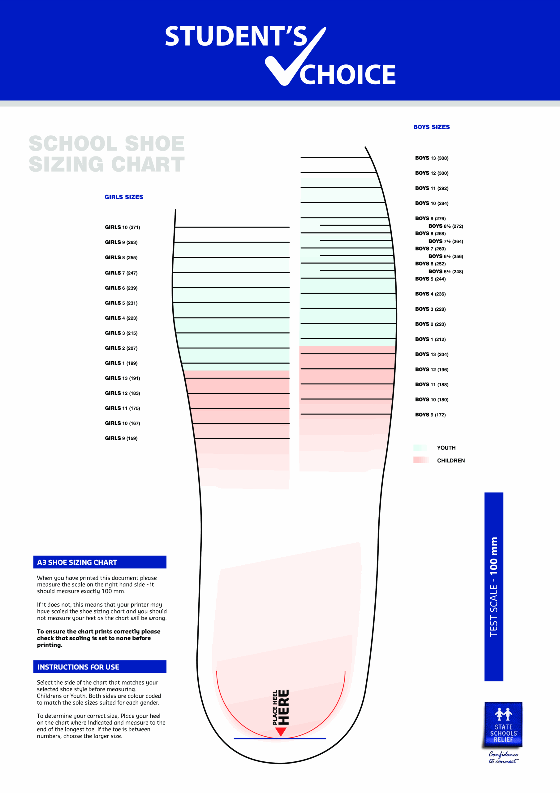 Measure Shoe Size Chart