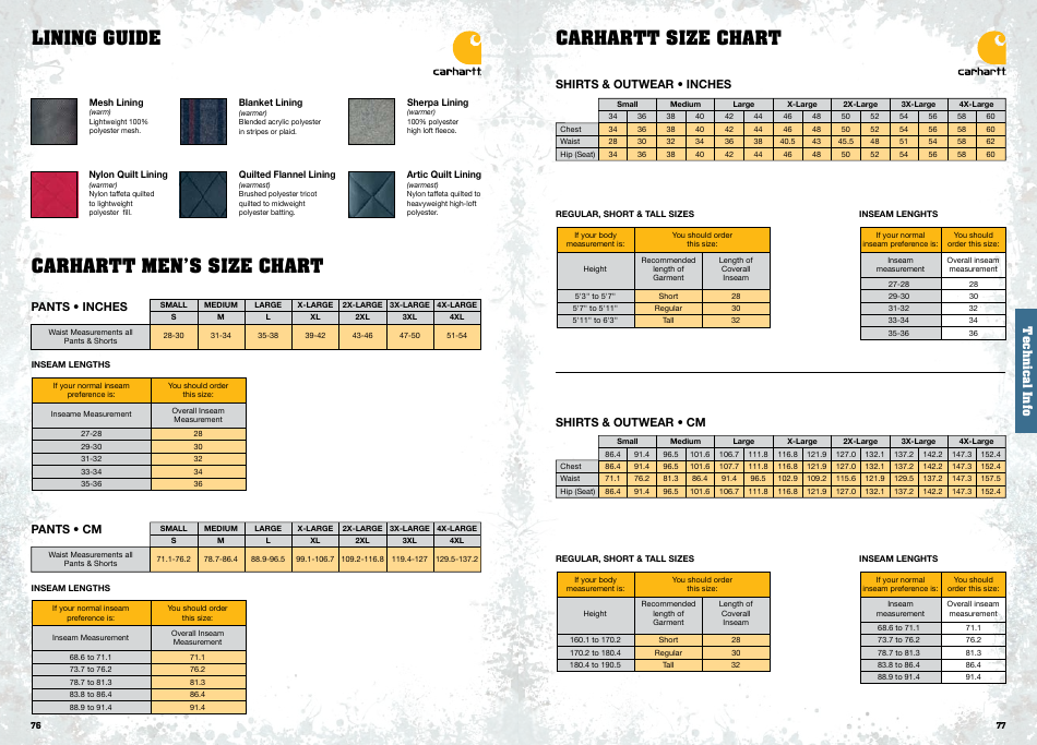 Men 39 s And Women 39 s Size Chart Carhartt Download Printable PDF 