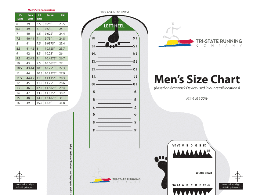 Men 39 s Foot Size Chart Download Printable PDF Templateroller