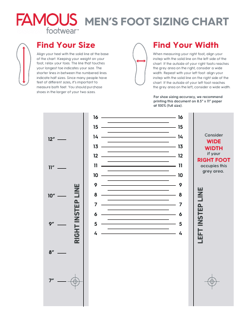 foot sizing chart men foot sizing chart men