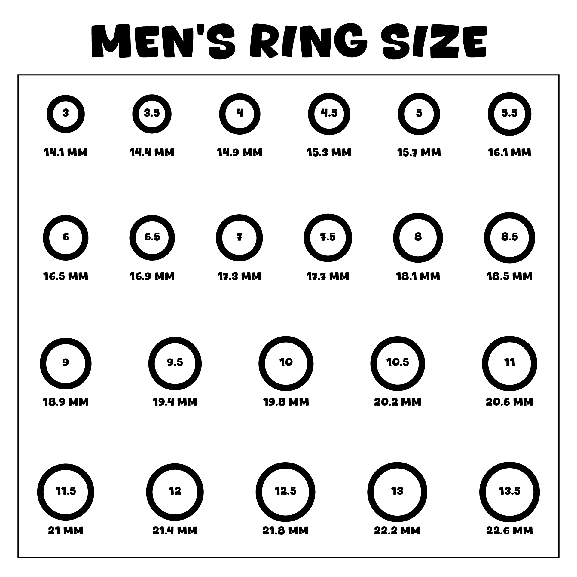 Men 39 s Ring Size Chart 20 Free PDF Printables Printablee